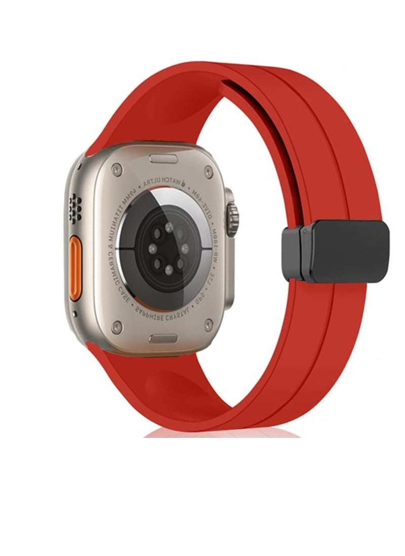 Generic Magnetic Bands for Apple Watch Ultra/Ultra 2 Band 49mm 45mm 44mm 42mm Soft Sport Silicone Strap for iwatch Series 9/8/7/6/5/4/3/2/1/SE2/SE  - Image 1