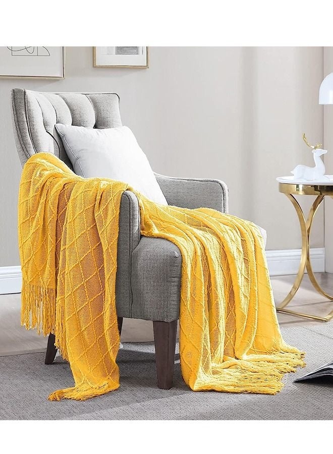 Bukela Nordic Style Simple Sofa Blanket Yellow 127x172cm - Image 3