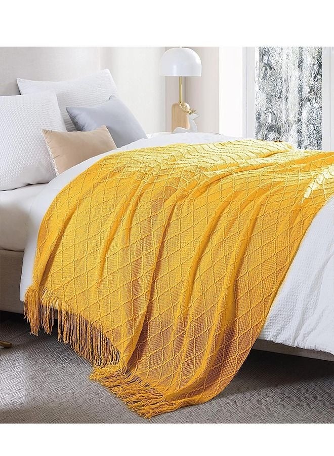 Bukela Nordic Style Simple Sofa Blanket Yellow 127x172cm - Image 5