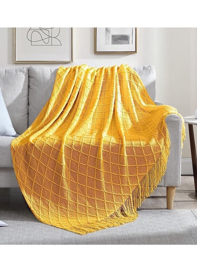 Bukela Nordic Style Simple Sofa Blanket Yellow 127x172cm - Image 2