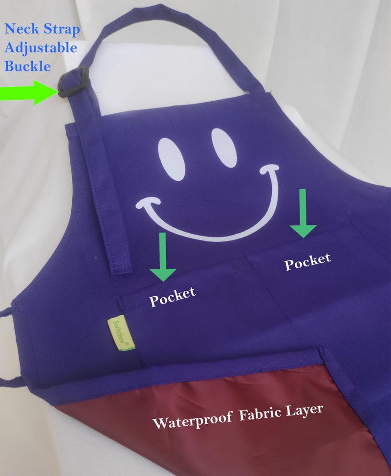 Switchon Polyester Waterproof Adjustable Kids Multi purpose Cooking Apron with a chef cap School Apron - Proudly made in india (Blue, 6Yrs to 11 Yrs) - Image 5