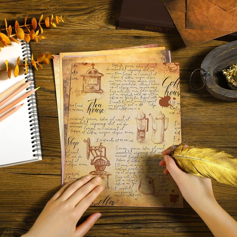 Glenmal 240 Sheets Old Age Parchment Paper Vintage Stationery Paper 85 x 11 Inches Parchment Printer Paper Double Side Antique Paper Gift for Calligraphy Printing Scrapbook Certificate Invitation - Image 5