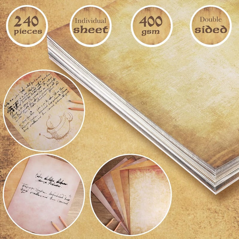 Glenmal 240 Sheets Old Age Parchment Paper Vintage Stationery Paper 85 x 11 Inches Parchment Printer Paper Double Side Antique Paper Gift for Calligraphy Printing Scrapbook Certificate Invitation - Image 4