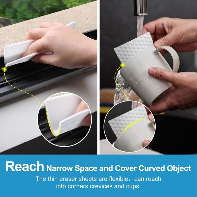 Zomum 52 PCS Magic Sponge Eraser Sheets,Upgrade Convex Point Melamine Sheetsï¼ŒDisposable Portable Magic Cleaning Eraser Thin Wipes for Kitchenware Bathroom Shoe Sink Car Interiors Hard-to-Reach Places - Image 5