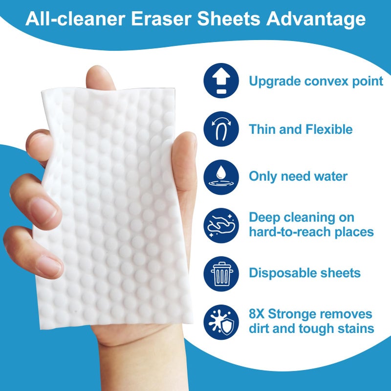 Zomum 52 PCS Magic Sponge Eraser Sheets,Upgrade Convex Point Melamine Sheetsï¼ŒDisposable Portable Magic Cleaning Eraser Thin Wipes for Kitchenware Bathroom Shoe Sink Car Interiors Hard-to-Reach Places - Image 2