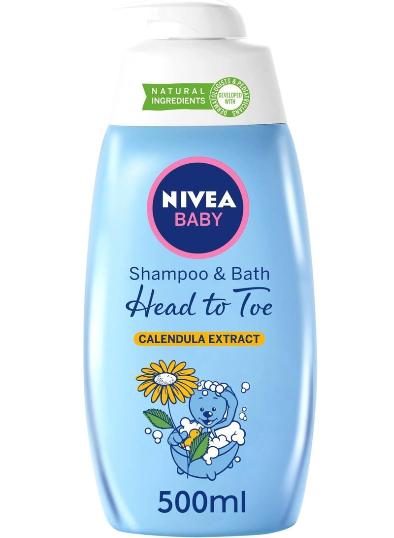 Nivea Baby Shampoo & Bath With Calendula Extract Head To Toe 500 ML - Image 1