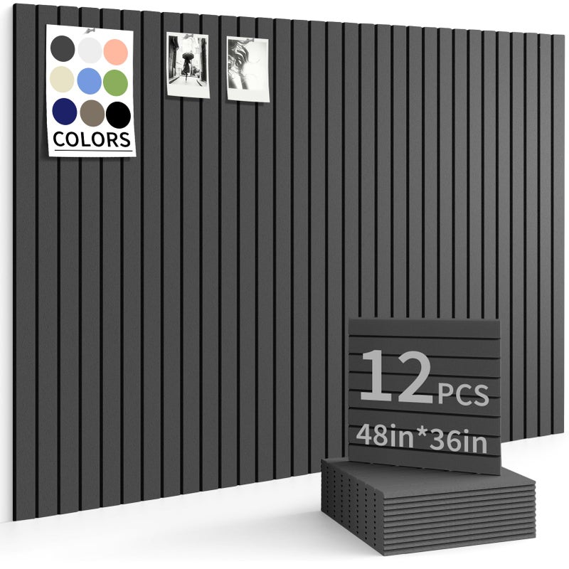 KIUGCO Large Cork Board Alternative, 48"x36" Felt Bulletin Board Tiles, Push Pin Cork Boards for Way, 12 Pack Felt Wall Panels for Home Office Way Decor, Classroom Decor - Image 1