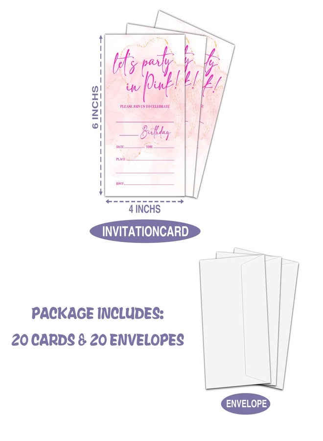 Levitatinyear Let's Go Girl Birthday Party Invitation, Pink Doll Themed Fill-In Invites, 20 Invitations With Envelopes (4" X 6"), Girls Party Favors Decorations and Supplies -72 - Image 4