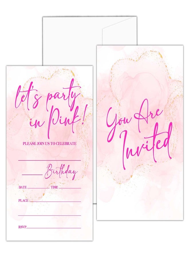 Levitatinyear Let's Go Girl Birthday Party Invitation, Pink Doll Themed Fill-In Invites, 20 Invitations With Envelopes (4" X 6"), Girls Party Favors Decorations and Supplies -72 - Image 2