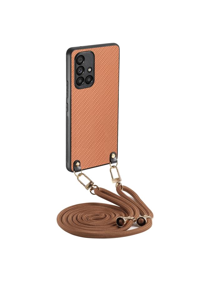 اس-توب جراب لهاتف Samsung Galaxy A71 4G مصنوع من ألياف الكربون والجلد مع حزام كروس بودي - Image 1