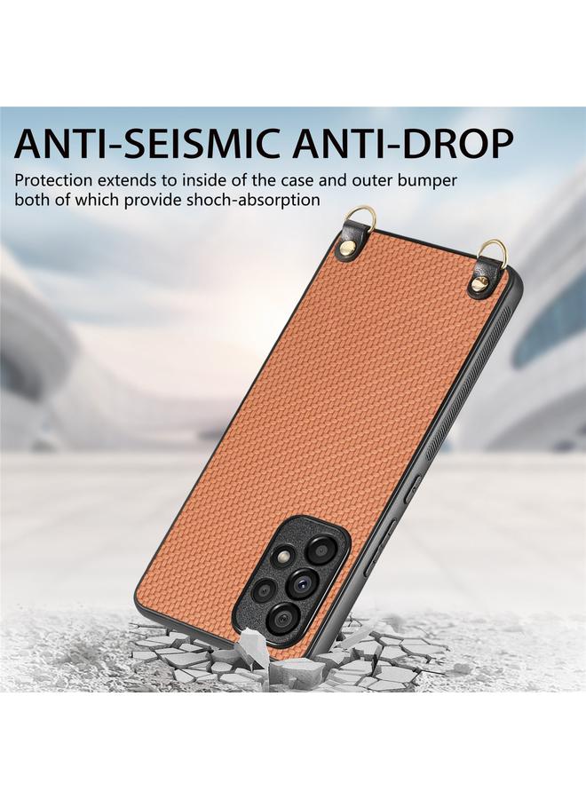 اس-توب جراب لهاتف Samsung Galaxy A71 4G مصنوع من ألياف الكربون والجلد مع حزام كروس بودي - Image 4