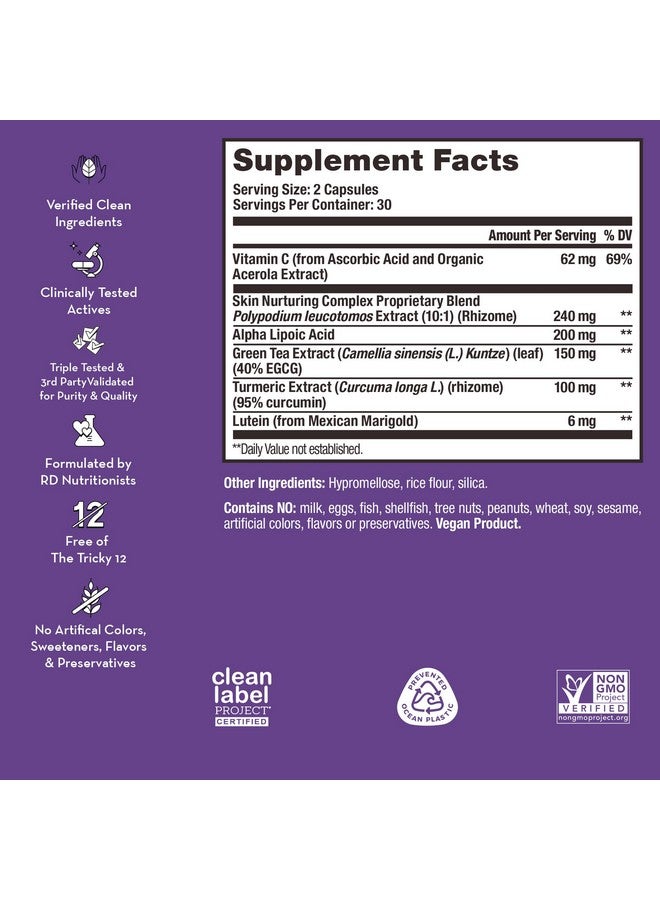 HUM Turn Back Time - Supplement for Youthful Skin with Tumeric, Green Tea Polyphenols & Lutein - Skin Anti Aging Capsules for Even Tone (60-Count) - Image 2