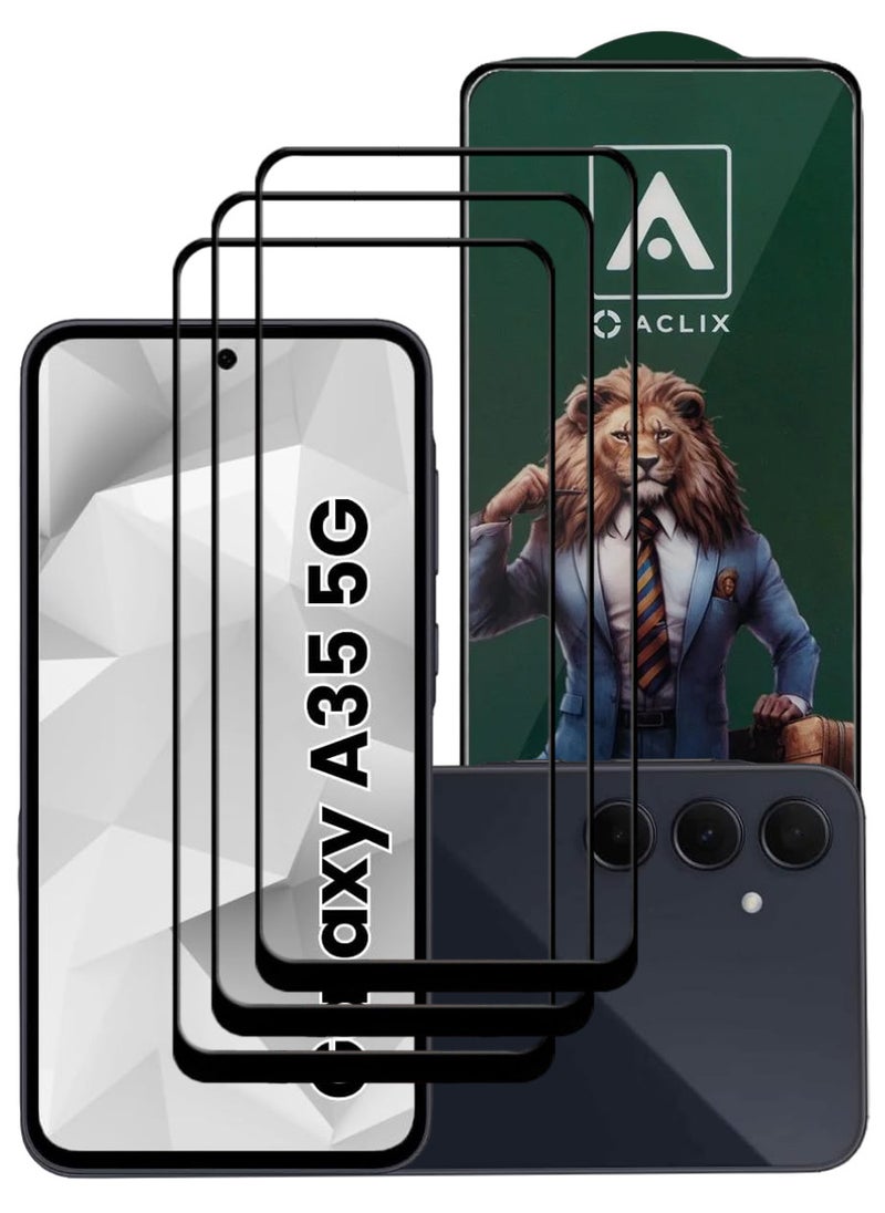 ACLIX 3 Pieces Tempered Glass Screen Protector Antistatic ESD Dustproof Premium Quality High Definition Designed For Samsung Galaxy A35 - Image 1