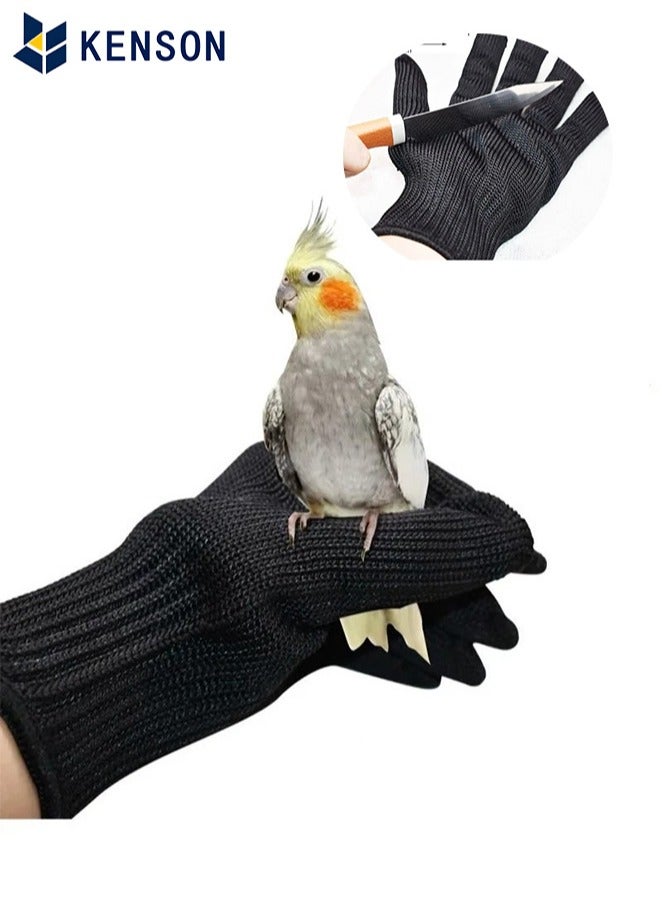 KENSON Bird Training Anti Bite Gloves, Parrot Chew Safety Gloves, Parrot Small Animal Handling Gloves Cockatiel Finch Macaw, 1 Pair Black - Image 1