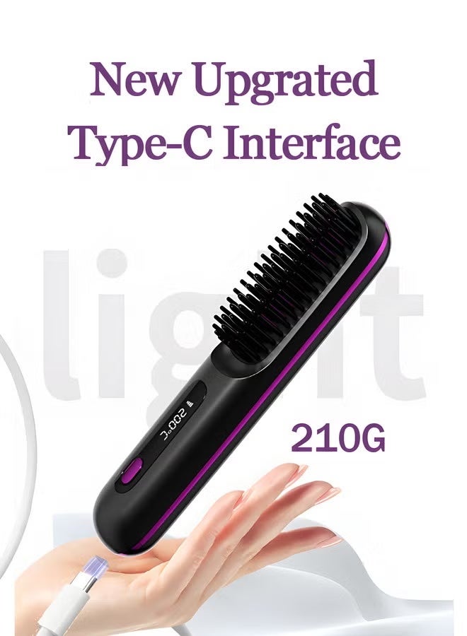 Wireless Hair Straightener Brush Portable Mini Ceramic Ionic Straightening Comb and curler 2 in 1 Thermal Brush 20s Fast Heating & 3 Temp Settings & Anti-Scald - Image 4