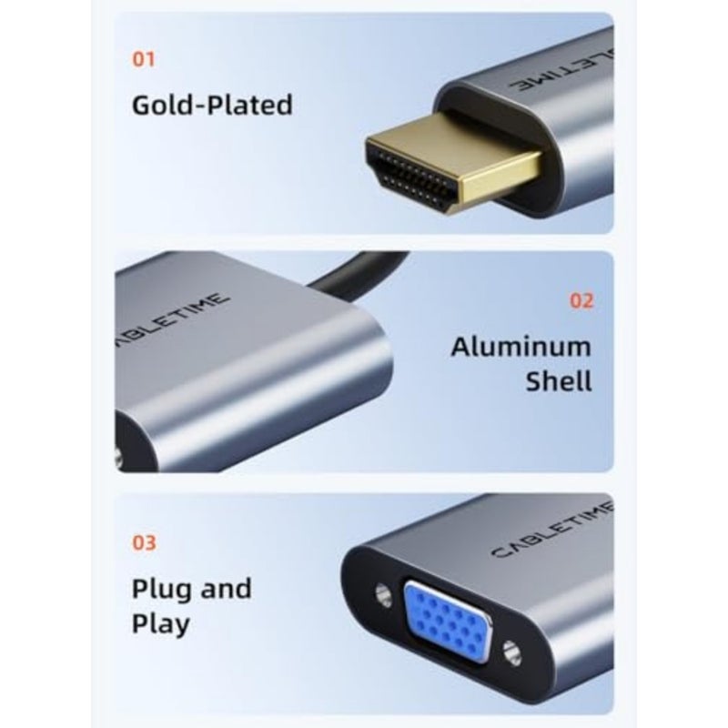 HDMI to VGA Adapter 1080p female to male for Laptop TV Projector - Image 3