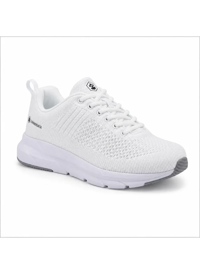 لامبرجاك Lumberjack Connect Men’s White Sneakers – Lightweight Breathable Knit Running Shoes, Comfortable Cushion Sole Casual Sports Shoes for Men