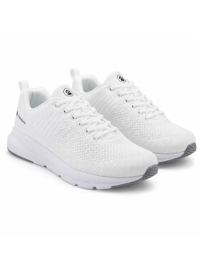 لامبرجاك Lumberjack Connect Men’s White Sneakers – Lightweight Breathable Knit Running Shoes, Comfortable Cushion Sole Casual Sports Shoes for Men