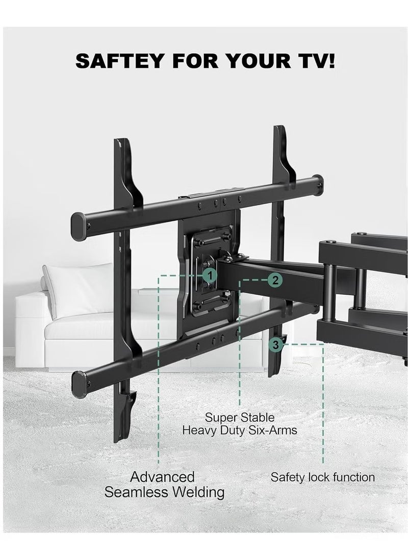 TIGER Full Motion TV Wall Mount, Articulating Swivel Extension Arm, Fits 37-75" TVs Up to 132lbs, Max VESA 600x400mm, Heavy Duty TV Mount for Home & Office – EBLF7  - Image 4