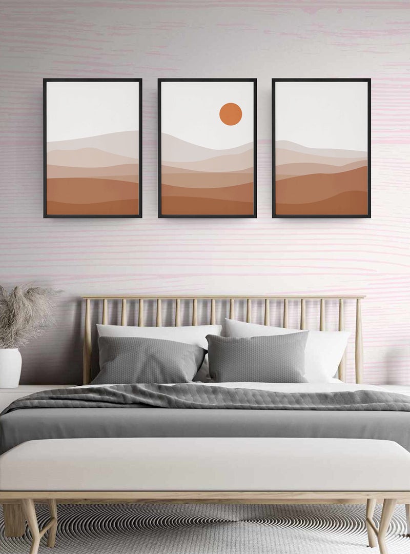 AD INFINITUM® Framed Asthetic Boho Wall Art Decor | Modern Art Paintings for Home Living room, Dining area, Office, Studio Etc. | Set of 3 | (Landscape_ design -3, 30 x 45 cm / 12 X 18 Inches each) - Image 5
