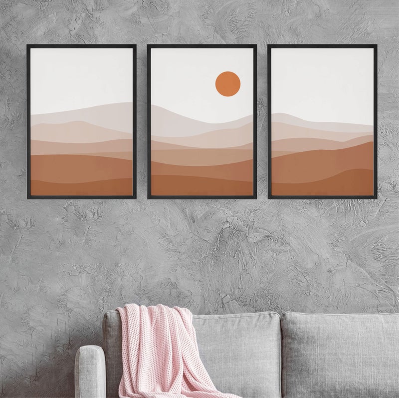 AD INFINITUM® Framed Asthetic Boho Wall Art Decor | Modern Art Paintings for Home Living room, Dining area, Office, Studio Etc. | Set of 3 | (Landscape_ design -3, 30 x 45 cm / 12 X 18 Inches each) - Image 4
