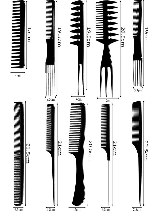 Aternal مجموعة أمشاط شعر احترافية مكونة من 10 قطع، مناسبة لصالونات الحلاقة، تتضمن أمشاطًا لفك تشابك الشعر، ومشطًا ذا أسنان دقيقة، ومشطًا لتصفيف الشعر، ومشطًا مناسبًا لجميع أنواع الشعر الطويل، والكثيف، والمجعد، والطويل، والمبلل، والكثيف، والمجعد، بحجم مناسب للسفر. - Image 3