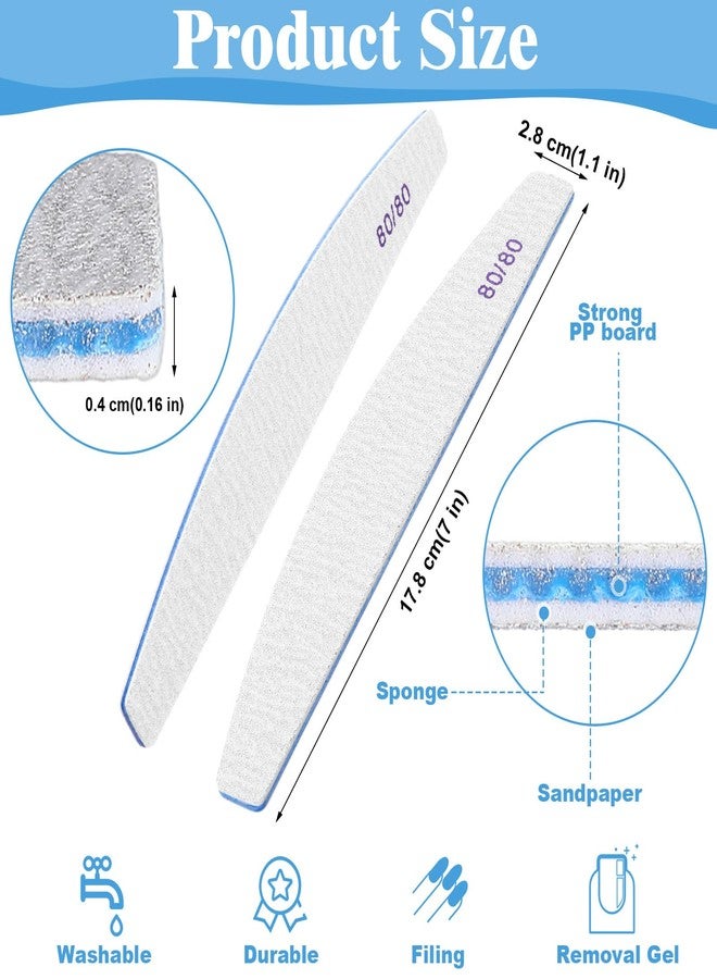 Lanties 200 Pcs 100/180 Grit Nail Files, Reusable Nail File Double Sided Emery Boards for Acrylic and Gel Nails, Professional Fingernail File Manicure Tools for Filer Salon Pedicure Beauty (Sector) - Image 2