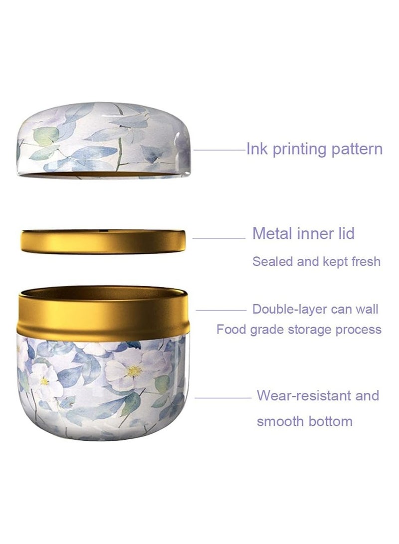 Excefore 4 Pack Empty Tin Can Candle Containers Tin Box with Lid Sealed Jar Scented Tea Tins Metal Coffee Candy Cans Gift Storage Jewelry Boxes Ink Printing Pattern Round Can - Image 4