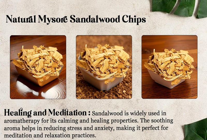 TC SONS Sandalwood Flakes Chilka Mysore Sandalwood Chips Sandalwood Chips Scraps Chandan Lakdi Flakes Chilka Hawan Samagri for Healing Meditation Haven Spiritual Supplies 100 gram - Image 5