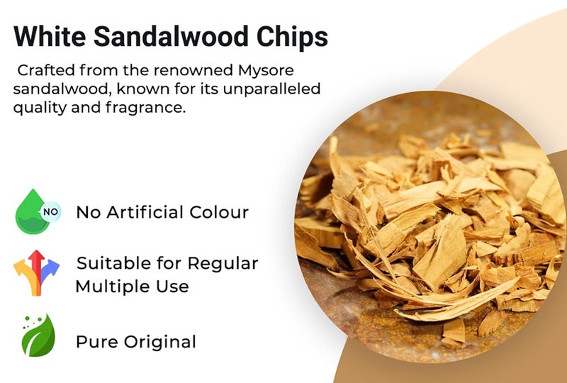 TC SONS Sandalwood Flakes Chilka Mysore Sandalwood Chips Sandalwood Chips Scraps Chandan Lakdi Flakes Chilka Hawan Samagri for Healing Meditation Haven Spiritual Supplies 100 gram - Image 4