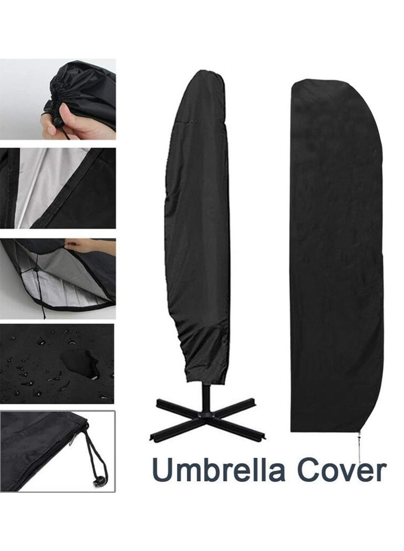 Generic 265cm Outdoor Large Cantilever Umbrella Cover Waterproof Anti UV Sun Protection Heavy Duty Zippered Drawstring Closure for Garden Patio Furniture  - Image 3