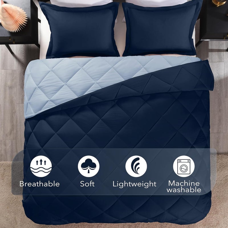 downluxe Twin Comforter Set - Blue and Sapphire Twin Comforter, Soft Bedding Sets for All Seasons -2 Pieces - 1 Comforter (66"x92") and 1 Pillow Sham(20"x26") - Image 5
