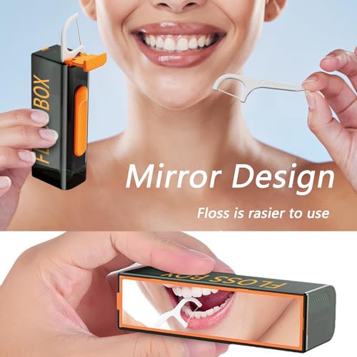Gozaqe Dental Floss Storage Box with 50 pcs Tooth Cleaning Floss Portable Flosser Storage Case Refillable Holder Boxes for Teeth Cleaning with Mirror(Black) - Image 4