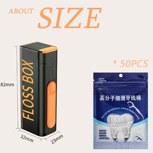 Gozaqe Dental Floss Storage Box with 50 pcs Tooth Cleaning Floss Portable Flosser Storage Case Refillable Holder Boxes for Teeth Cleaning with Mirror(Black) - Image 2