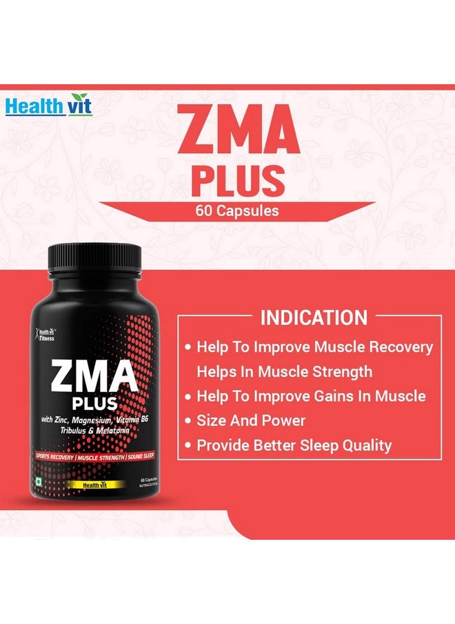 HealthVit Healthvit Fitness Triple Strength ZMA Plus, Sports Recovery & Sleep Support Supplement with Zinc, Magnesium, Vitamin B6, Tribulus & Melatonin - 60 Capsules  - Image 5