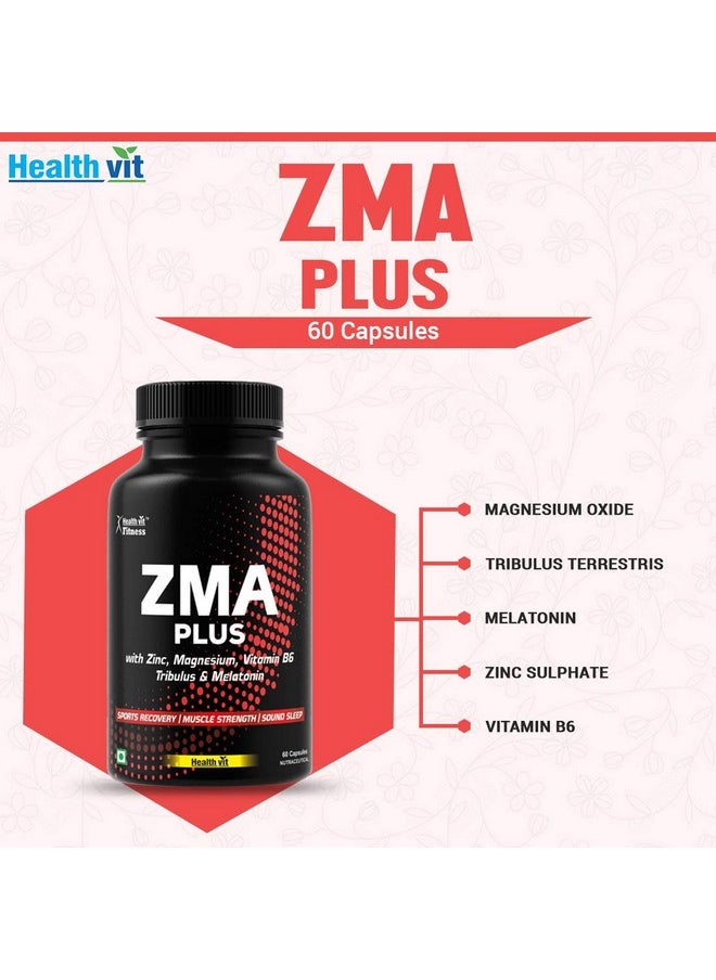 HealthVit Healthvit Fitness Triple Strength ZMA Plus, Sports Recovery & Sleep Support Supplement with Zinc, Magnesium, Vitamin B6, Tribulus & Melatonin - 60 Capsules  - Image 4