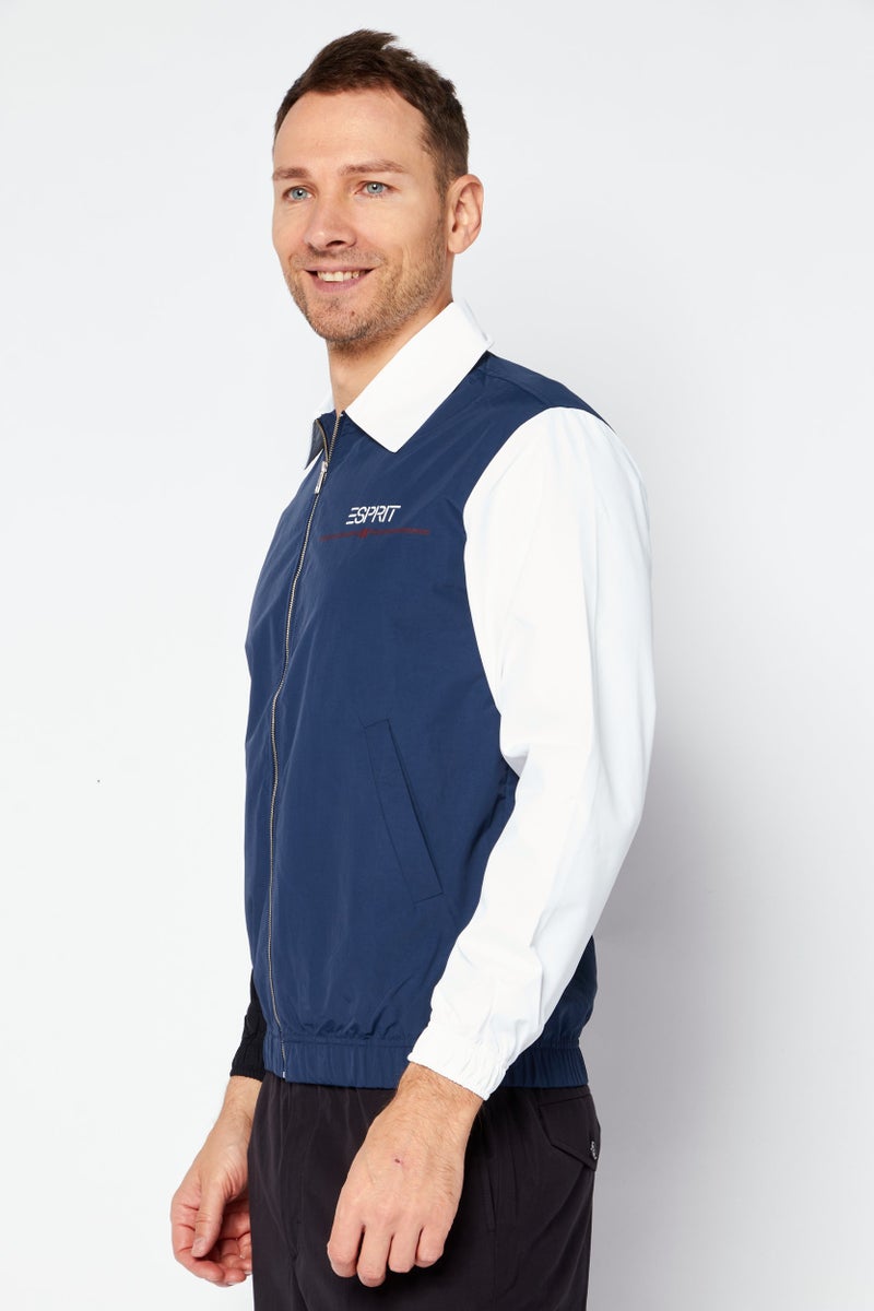 ESPRIT Men Brand Logo Windbreaker Jacket, Blue Combo  - Image 3