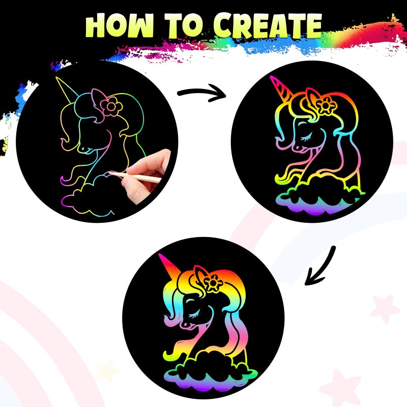 ZMLM Mini Rainbow Scratch Art Notes 125 Magic Scratch Note Off Paper Pads Cards Sheets for Kids Black Scratch Note Arts Crafts DIY Party Favor Supplies Kit Birthday Game Toy Gifts Box - Image 2