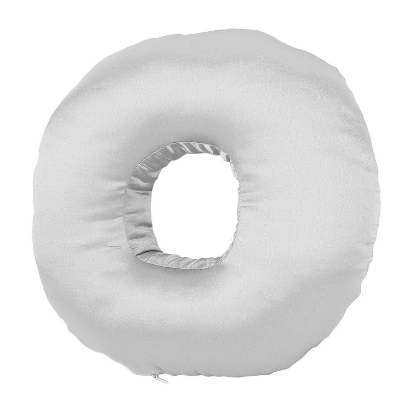 Silky Satin Ear Pillow Donut Pillow Ear Guard Pillow Side Sleeping Ear Pillow for Side Sleepers with Earplug and Headphone Silver Grey - Image 5