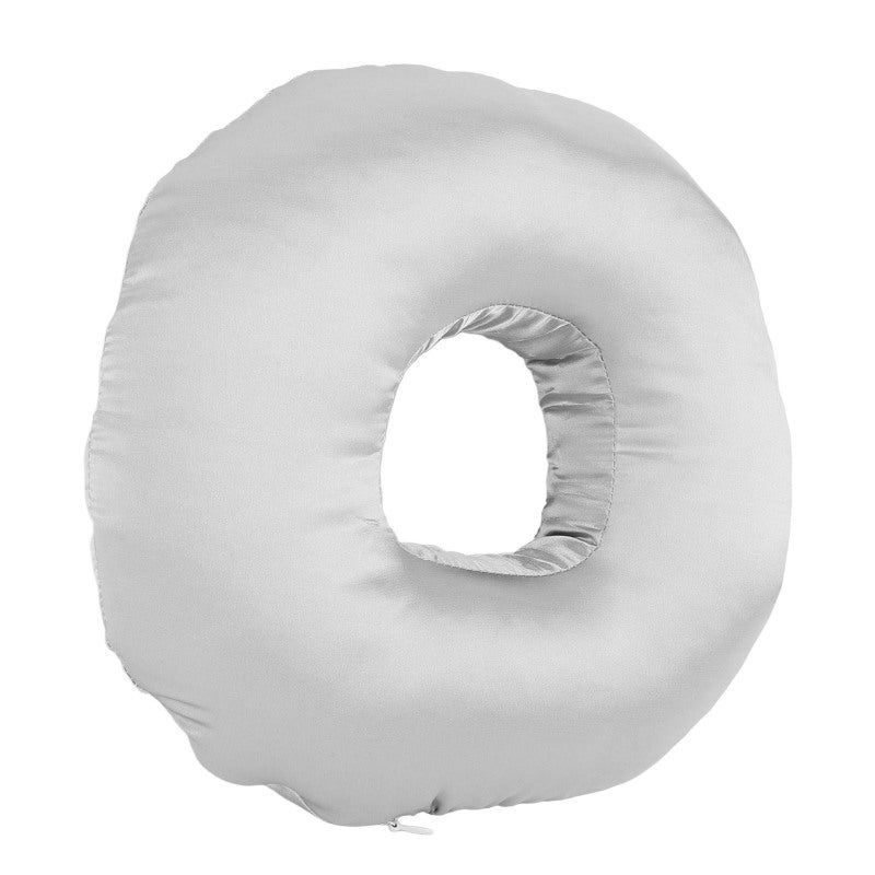Silky Satin Ear Pillow Donut Pillow Ear Guard Pillow Side Sleeping Ear Pillow for Side Sleepers with Earplug and Headphone Silver Grey - Image 4