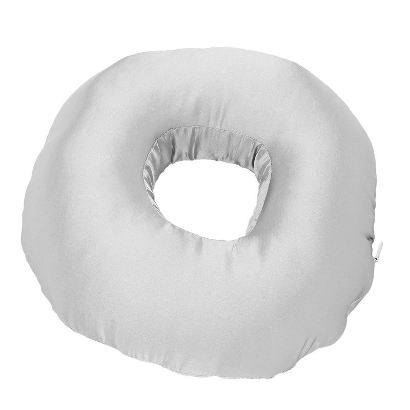 Silky Satin Ear Pillow Donut Pillow Ear Guard Pillow Side Sleeping Ear Pillow for Side Sleepers with Earplug and Headphone Silver Grey - Image 3
