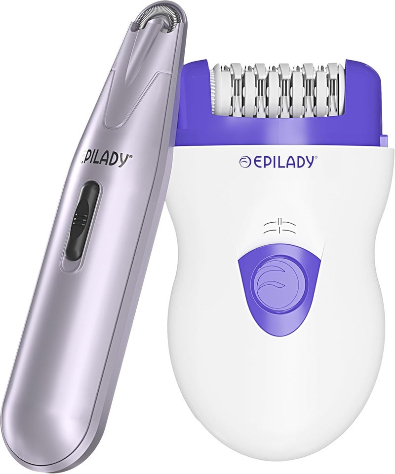 Epilady Face & Body Hair Removal Device Bundle, Speed Corded Epilator + Esthetic Facial Hair Removal for Women, Epilator for Women Legs, Arms, Underarms, Face, Bikini (Purple)