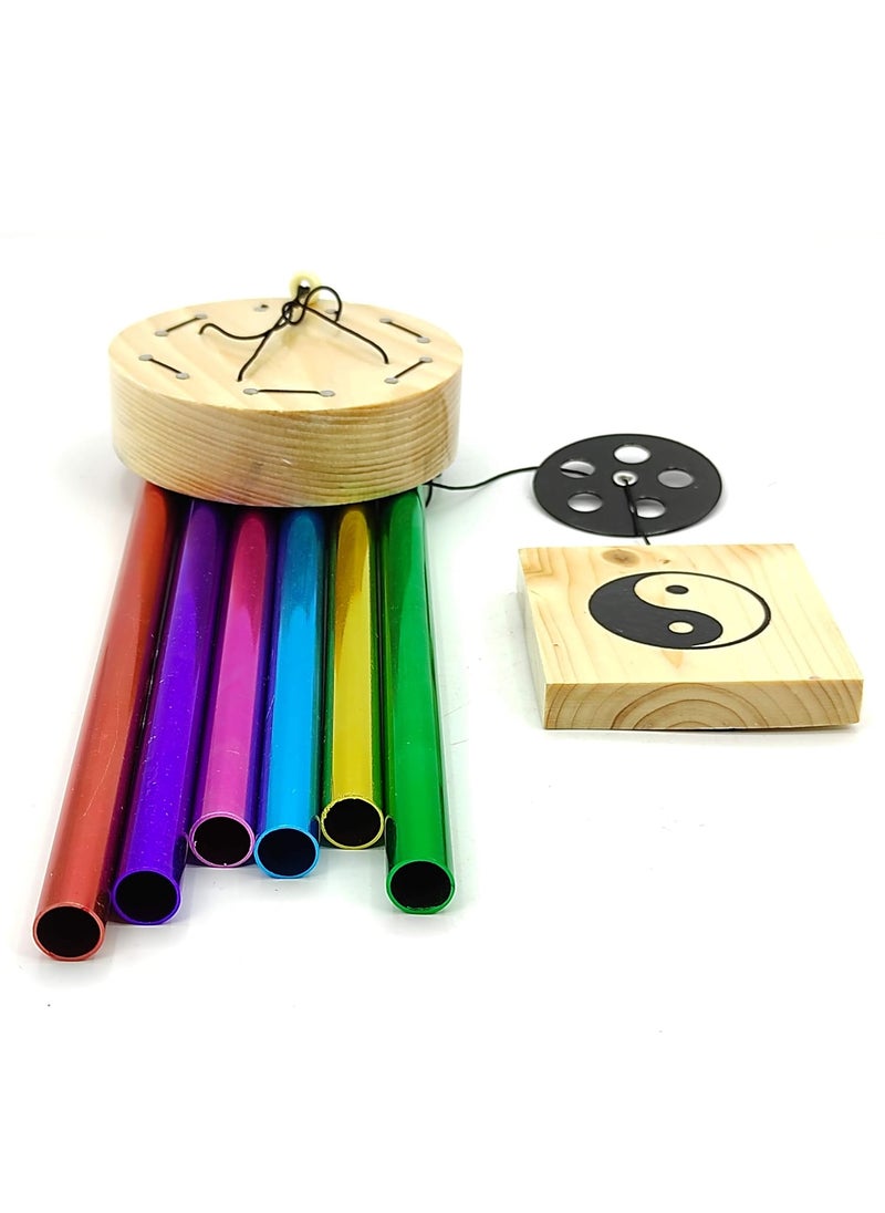 Plus Value Plus Value Feng Shui Vastu Metal Wind Chimes for Home Decor Positive Energy Color Pipes Bedroom Balcony Garden Peaceful Soothing Sound 6 Rods Multicolor  - Image 2