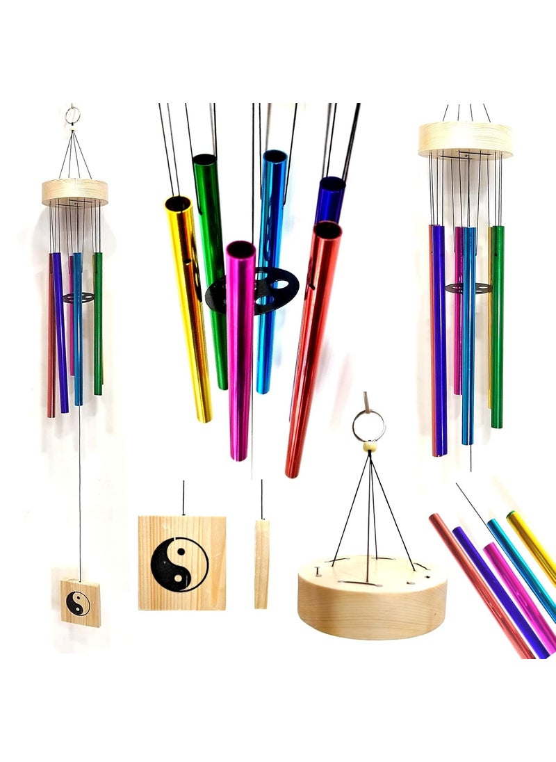 Plus Value Plus Value Feng Shui Vastu Metal Wind Chimes for Home Decor Positive Energy Color Pipes Bedroom Balcony Garden Peaceful Soothing Sound 6 Rods Multicolor  - Image 1