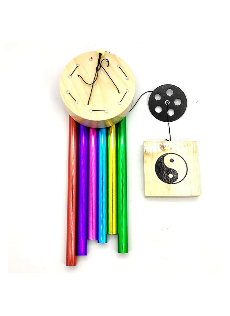 Plus Value Plus Value Feng Shui Vastu Metal Wind Chimes for Home Decor Positive Energy Color Pipes Bedroom Balcony Garden Peaceful Soothing Sound 6 Rods Multicolor  - Image 3