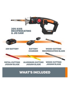 WORX 20V Power Share Axis Cordless Reciprocating & Jig Saw  - Image 5