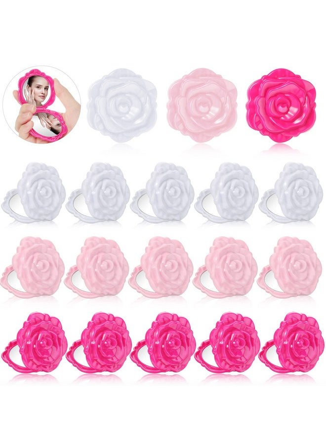 Geelin - 30 Pcs Compact Mirrors Bulk Pink Rose Flower Plastic Makeup Mirror Handheld Pocket Foldable Bridal Shower Wedding Party Favors For Bridesmaids Guest Women Girls Gifts Travel Supplies - Image 1
