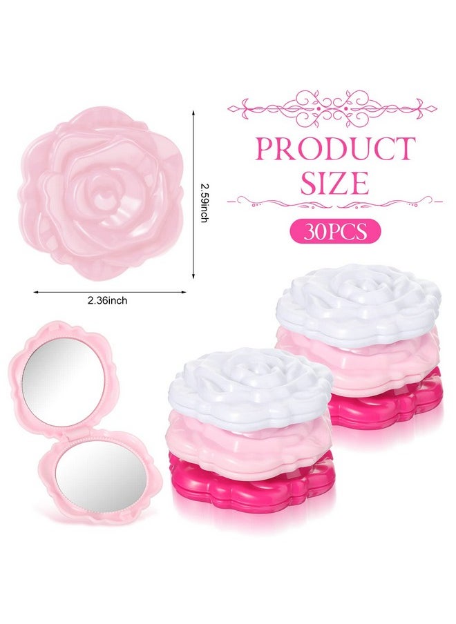 Geelin - 30 Pcs Compact Mirrors Bulk Pink Rose Flower Plastic Makeup Mirror Handheld Pocket Foldable Bridal Shower Wedding Party Favors For Bridesmaids Guest Women Girls Gifts Travel Supplies - Image 1