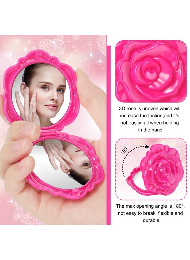 Geelin - 30 Pcs Compact Mirrors Bulk Pink Rose Flower Plastic Makeup Mirror Handheld Pocket Foldable Bridal Shower Wedding Party Favors For Bridesmaids Guest Women Girls Gifts Travel Supplies - Image 1