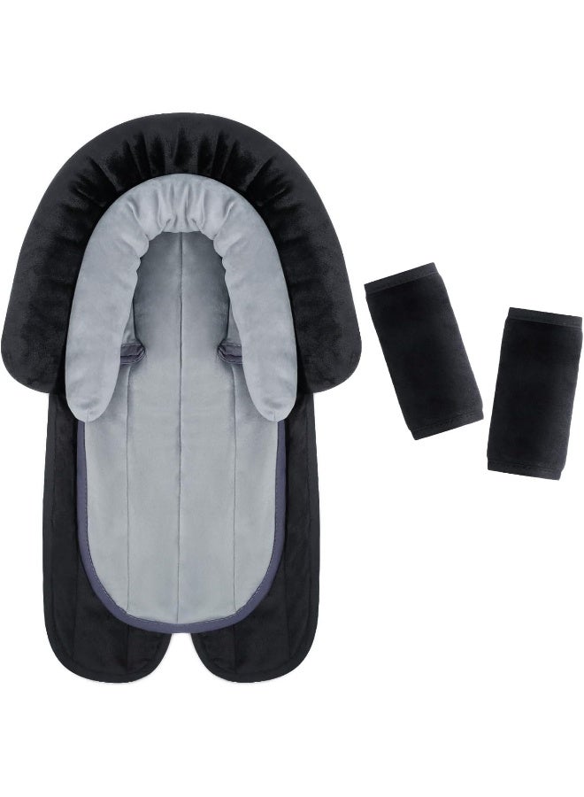 COOLBEBE New Babybody Support & Strap Covers Set for Newborn Infant Toddler- Extra Soft Stroller Cushion Pads Car Seat Insert, Perfect for Carseats, Strollers, Swings, Black - Image 1